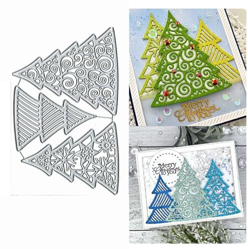 Metall-Stanzformen für Weihnachtsbaum, Schneeflocke, Motiv: Merry Christams, Baum, Schneeflocke, Stanzschablonen, DIY, Scrapbooking, dekorative Prägung, Papier, Scrapbooking, Kartenherstellung, 3