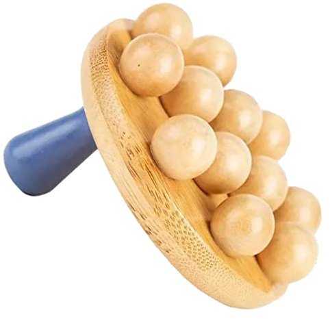 Bambus Massagekamm mit Tiefen Kontakten für Nacken und Bauch, Beige | Manuelle Massagebürste, Fördert die Durchblutung, Mehrere Kontakte, Tiefenmassage für Vielseitige Nutzung