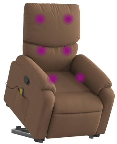 vidaXL Massagesessel mit Aufstehhilfe Braun Stoff