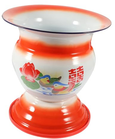 PRETYZOOM 1 Pc Corbeille De Fruits Bol De Service Central Contenants Alimentaires Crachoirs Vintage Contenants De Collation Chinois Émail Métal Corbeille à Pain Rouge