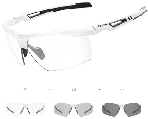 SCVCN Selbsttönende Fahrradbrille Damen Herren Radbrille S86 | Selbsttönend, UV400, verstellbare Nasenpads, flexibler TR90-Rahmen für Rennrad, MTB und Laufen