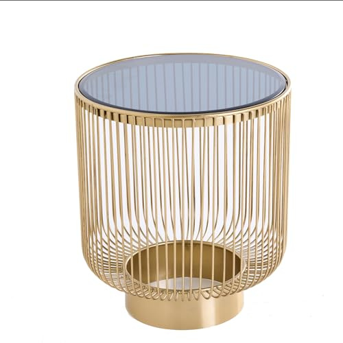 Beistelltisch VARIATION 41cm - schwarz gold - Sicherheitsglas | Montiert, stabile Konstruktion, glamouröses Flair, wohnaccessoire, für Wohnzimmer, pflegeleicht, Aluminiumgestell