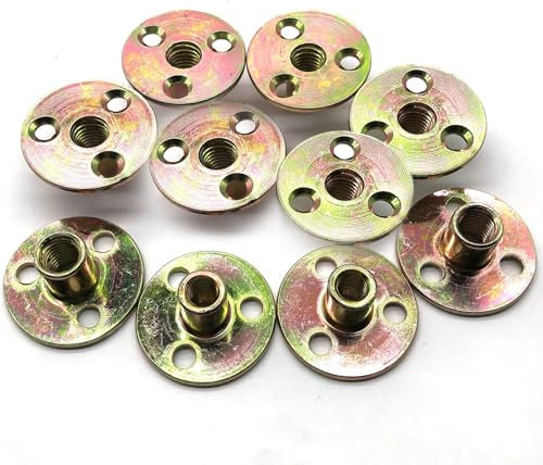 Xkzhrr 10 Piezas M10 Tuerca de Brida, Tuerca de Rosca Hembra de Acero Carbono Galvanizado, Herrajes para Muebles de Madera Dura y Blanda, Fijación de Conexión