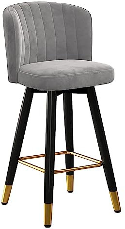 Barhocker Barstuhl Drehbarer Barhocker, Ergonomische Rückenlehne, Samt-Hochstuhl, Moderner Barhocker Für Die Küche, Pub, Metallrahmen Mit Verchromter Fußstütze Küchenstuhl Thekenstühle(Gray,Sitting He