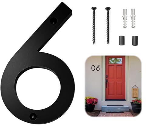 JAONLD Numero Civico Esterno Moderno 3D Esterno Personalizzato Numero Casa Grande,Look Moderno e Galleggiante Resistente alle Intemperie,Vite Fissa Porta Numero per Porte Ufficio,Caselle Postali(6)