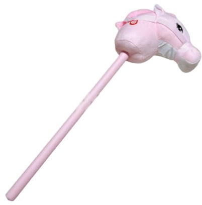 EHJRE Steckenpferd Aus Plüsch, Tierkopf, Leicht, mit Stange, Handgefertigt, Zum Rollenspiel, Steckenpferd auf Einem, für Kinder Ab 3 Jahren, Rosa