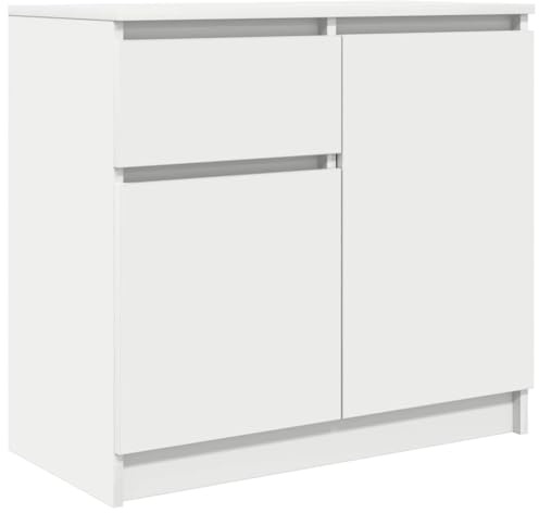 vidaXL Skänk med låda vit 71x35x65 cm konstruerat trä, förvaringsskåp, sideboard skåp, hall skåp, bufféskåp, kök förvaringsskåp