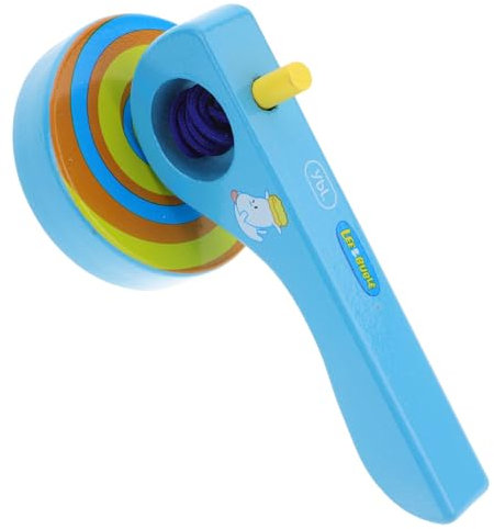 KONTONTY Holz Gyroskop Spielzeug Mit Griff Und Zugfaden Für Kleinkinder Kinderfreundliches Lernspielzeug Zum Fördern Der Koordination DREI Stück Handspielzeug Für Unterwegs