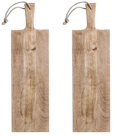 BUTLERS 2er Set Tapasbrett Mangoholz - LA BODEGA - Geölte Oberfläche | Farbe Braun - 60x18x2 cm - Servierbrett für Antipasti - Snackboard zum Anrichten - Juteband zur Aufhängung