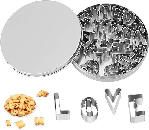 Cortador de Galletas, alfabetos, Letras de fondante, Molde de Galletas DIY de plástico Símbolo de Cocina Molde de Acero Inoxidable Alfabeto Galletas de Cocina Gadget para Hornear Accesorios Conjunto