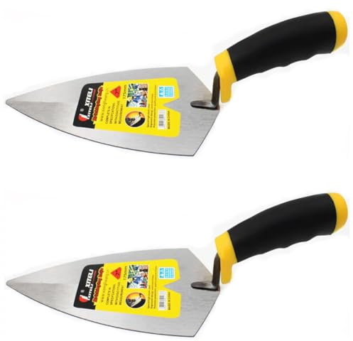 2 Pcs Pointing Trowel Masonry Hand Tool, 7Trowel with Soft Grip Handle, Margin Trowel for Bricklaying