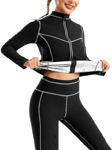 Weyot Tuta Dimagrante Donna, Fitness Sudorazione Body Shaper, Tuta per Sudare Donna Dimagrire, Tuta Sauna - Abbigliamento Sportivo Effetto Sauna Suit per Palestra Esercizio Jogging Running