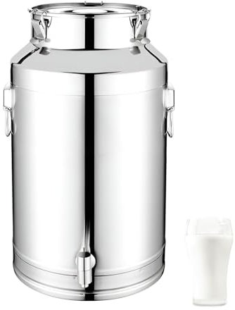 AIZYR Bidone del Latte in Acciaio Inox 304 Secchio del Latte, Brocca del Latte Distributore di Bevande con Rubinetto E Coperchio Sigillato, Secchio Sigillato per Mensa per Feste in Casa,42L