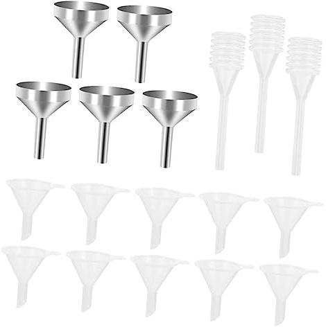 TIDTALEO Mini Embudo para Trasvasar 18piezas Herramienta Dispensadora de Perfumes Oxidación de Aluminio Multiusos para Aceites Esenciales y Embudo Pequeño