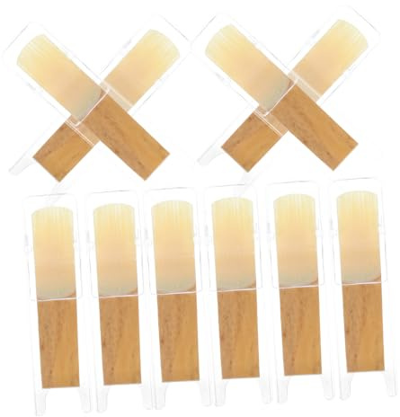 VICASKY 10stücke Teiliges Sopransaxophon Holzblättchen Mittlere Härte Passgenaue Saxophon Blättchen Ersatzteile Aus Holz Langlebig Und Klarer Klang Für Anfänger Und Schüler Kompatibel Mit