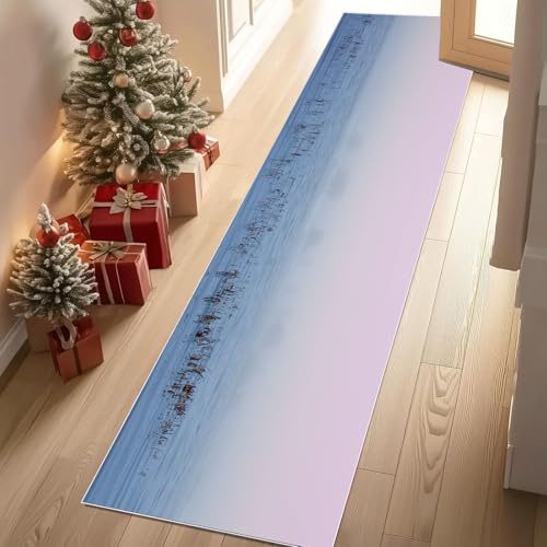Meugesoi Natur Landschaft Teppich Flur Läufer Modern Minimalistisch Stil Teppichläufer Küchenläufer 80 X 250 cm Carpet rutschfest Waschbar für Bettvorleger Flur Küche Waschküche