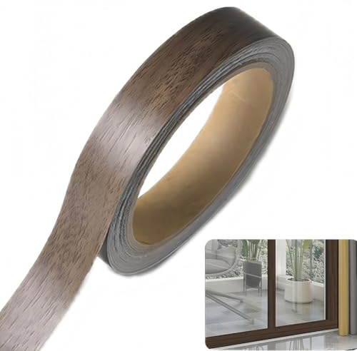 CiLiHai Ruban adhésif pour meubles - 18 mm x 10 m - Couleur marron thé - Ruban pré-collé sans repassage - Bande de bordure en placage de bois - Ruban de garniture pour travaux de restauration à