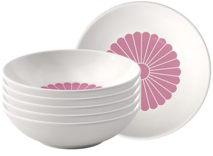 Villeroy & Boch - Fleur Cassis Dessertschalen 6er Set, Schalen für Desserts, Snacks & Beilagen, Bowl mit Blumenmuster, Spülmaschinenfest & Mikrowellensicher, Premium Porzellan, Pink
