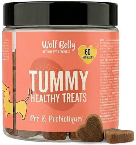 Wolf Belly - Prebióticos y Probióticos Perros (60 Galletas Sabor Hígado) con Fibra Natural y Aceite de Salmón | Mejora Flora Intestinal y Reduce Diarrea | Apoyo Digestivo – Hecho en Europa