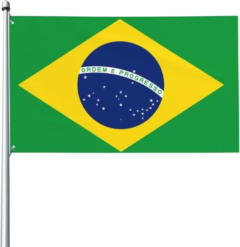 Bandera Balcón 90X150cm, Bandera de Brasil Clásica Flag Reforzada Banderines Pancarta para Cumpleaños Balcón Interior
