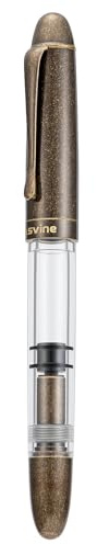 Asvine P30 kolvreservoarpenna med stum spets 1,1 mm kalligrafi konst ritningspenna med fodral Set Retro mässing stil