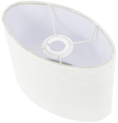 Ovaler aus Stoff Lampenschirm, Weiß, Dekorativ für Tischlampe | Lampenschirm für Tischlampe, Lampenschirm Gross Oval, Lampenschirmstoff für Tischlampen, E27 4, 1cm