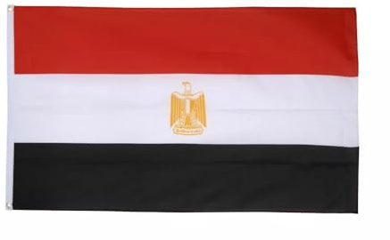 Drapeau Coupe du Monde 2026 - Drapeau national officiel 1,5 m x 90 cm, double face, avec œillets en laiton, États-Unis, Canada, Mexique (Égypte)