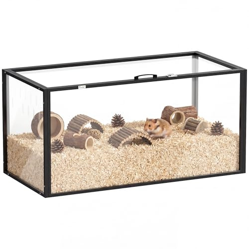 PawHut Large Acrylic Hamster Cage, Chewproof Guinea Pig Cage for Small Animal Pets, Transparent Mice and Gerbil Habitat with Openable Top, for Hedgehog, Dwarf Hamster, Rat, Mouse, 41.3 x 20 x 20