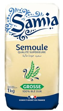SAMIA Semoule de Blé Dur Qualité Supérieure, Grosse, Conditionnée en France, Sachet de 1 kg - Lot de 4