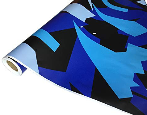 folimac Camouflage Autofolie Selbstklebend mit Luftkanäle Schwarz Blau Himmelblau #34 (2m x 152cm)