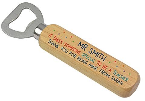 Personalised Teacher Bottle Opener Gifts - Custom Male Teacher Thank You Gifts - Wooden Bottle Opener Gifts for Teacher, Teacher Assistant, Sports Coach, Head Teacher - School Leaving (Personalised)
