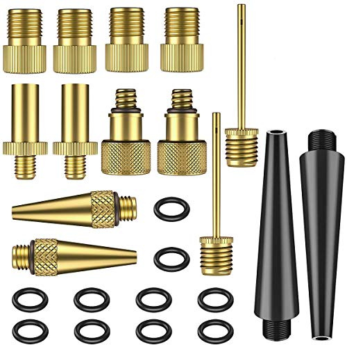 NATUCE 24PCS Brass Bike Pump Adapter, Bicycle Valve Adapter Set, Schrader Valve, Presta Valve, Bicycle Inflator Kit, DV AV SV Bike Valve Adaptor Adapter Converter for Tire Inflator Air Pump Compressor