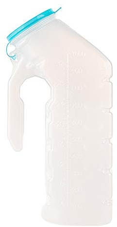 Male Urinal with Glow in The Dark Lid (1 Bottle) 32 Oz Urine Bottle for Men - Pee Bottle for Hospitals, Emergency and Travel