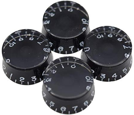 Dopro Lot de 4 boutons de marquage rapide pour guitare Lp Usa (impériale), 24 boutons de contrôle des vergetures fines pour pots de fleurs Les Paul/Cts des États-Unis Noir Paquet de 4 noir-1