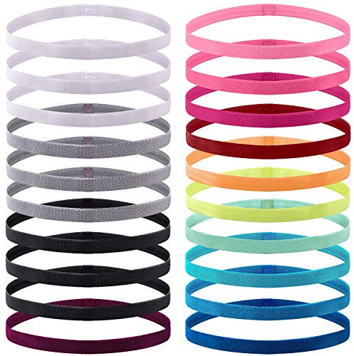 Duufin 20 Stück Haarband Sport Anti-Rutsch Stirnbänder Elastische Haarbänder für Damen Herren Yoga Fitness, 14 Farben