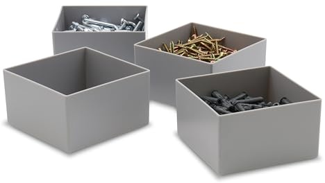 1a-TopStore 10 Stk. Einsatzkästen Einsatzboxen Schubladen-Einsatzkasten Sortierboxen, 32 Größen, 5 Farben (grau, 108x108x63 mm)