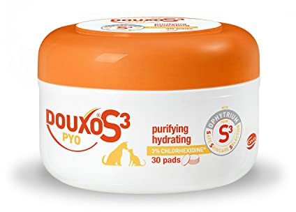 DOUXO S3 PYO Pads, antibakteriell und hefehemmend, für Hunde und Katzen, beruhigende Reinigungstücher für Katzen und Hunde, 30 Stück