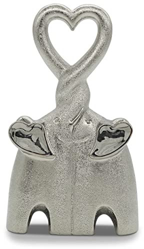 FeinKnick Statuetta decorativa in ceramica a forma di elefante 23 cm – Coppia di elefanti decorativo – Decorazione moderna come scultura in argento ideale come regalo