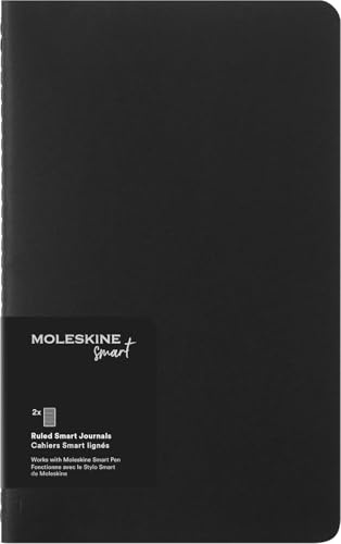 Moleskine Intelligentes Cahier-Journalset mit 2 Digitalen Cahiers mit Linierten Seiten, Kompatibel mit Pen +, Karteneinband, Groß 13 x 21 cm, Schwarz, 80 Seiten