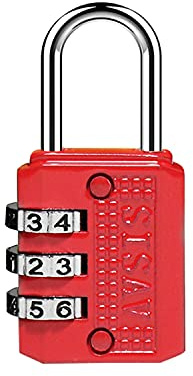 SISAV 3 Digit Combination Lock,Gym Padlock,Outdoor Padlock,Suitable for School Lockers,Tool Boxes,Travel Backpack,Hasp(Red 1pack)