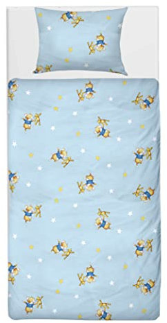 Leo Lausemaus Kleinkinder Bettwäsche-Set - 2-teilig, blau, 100% Baumwolle, weich und atmungsaktiv - für Jungen und Mädchen - Bettbezug 100 x 135 cm, Kissenbezug 40 x 60 cm