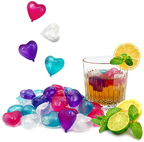 Paquete de 40 cubitos de hielo de plástico reutilizables para bebidas como whisky, vino o café, rellenos de agua pura, para mantener tu bebida fría durante más tiempo, se pueden utilizar para viajes