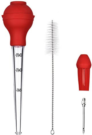 Kichvoe 4piezas Cepillos De Limpieza para Barbacoa Incluye Boquillas De Silicona para Sazonar Pavo Antigoteo y Herramienta para Sazonar con Aceite