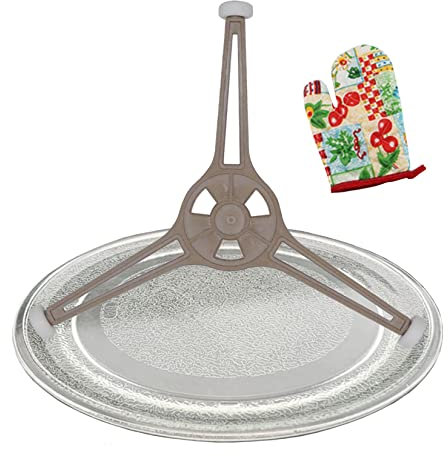 WORDFUN 24.5cm Piatto in Vetro Forno Microonde, Piatto Girevole Microonde, Piatto Universale per Microonde, Piatto Rotante di Ricambio, Spessore 5 Mm, Antiscivolo, Accessori per Microonde
