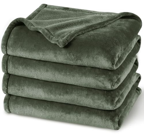 PHF Kuscheldecke Flauschig Fleecedecke 220x240cm - Oeko-Tex Weich Warm Wohndecke, 1PC Decke Blanket für Couch Sofa Bett, Tagesdecken & Kuscheldecken, Sofa überwurfdecke, Olivgrün