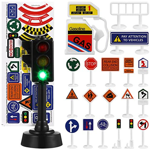 Alipis Jouets Panneaux Routiers 56 Pièces avec 2 De Jouets Éducatifs en Plastique pour Apprendre La Sécurité Routière Et Stimuler L'Imagination des Enfants