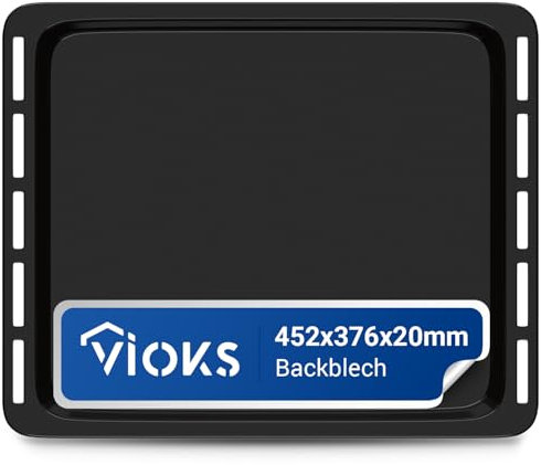 VIOKS Teglia da forno smaltata, 452 x 376 x 20 mm, ricambio per Whirlpool 481010657929 – Padella per grasso Bauknecht & Forno Ignis
