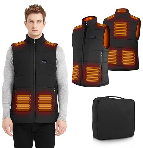 Glifetoy Heated Gilet Heated Jacket For Men Women 8 Heating Zones Winter Warm Heated Vest 3 Levels Heated Body Warmer Heated Coat USB Electric Vest Coats for Ski Hiking Moto (Not Battery)-S