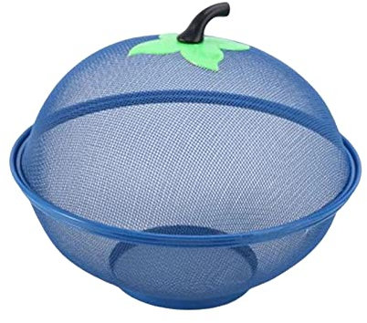 Cesta de frutas de alambre de metal, frutero decorativo Cesta de frutas de malla de encimera protectora con tapa, for soporte de exhibición de frutas decoración del hogar, blue/400 ( Color : Blue )