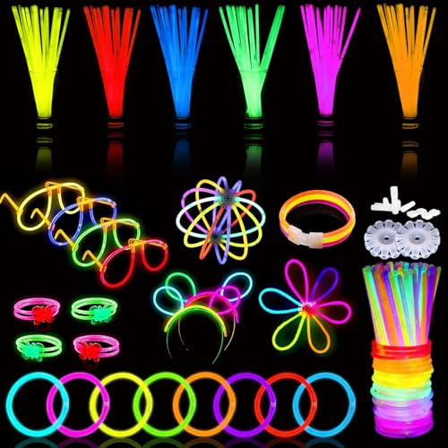 426 Stück Premium-Leuchtstäbe mit Anschlüssen, Partyset zur Herstellung von Neonarmbändern, leuchtenden Leuchtstäben für Kinder, Weihnachtsdekoration, 200 Stück Leuchtstäbe und 226 Stück Stecker | Neon-Leuchtstäbe, 20,3 cm, Partyzubehör, Armbänder, Halsketten, Halloween, Konzerte, Hochzeiten